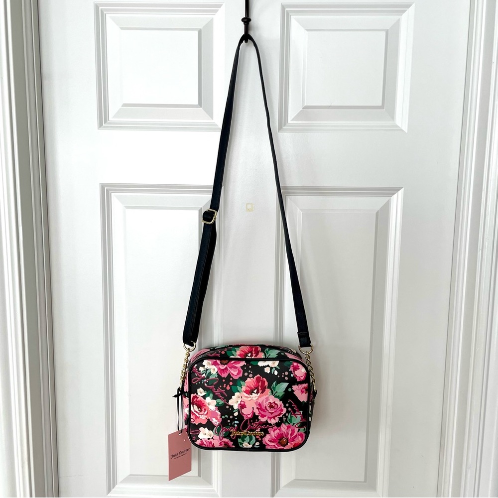 Juicy Couture•NWT•Black•PICK UR PETAL Floral Camera Crossbody Bag•Adjust. Strap - Picture 12 of 13